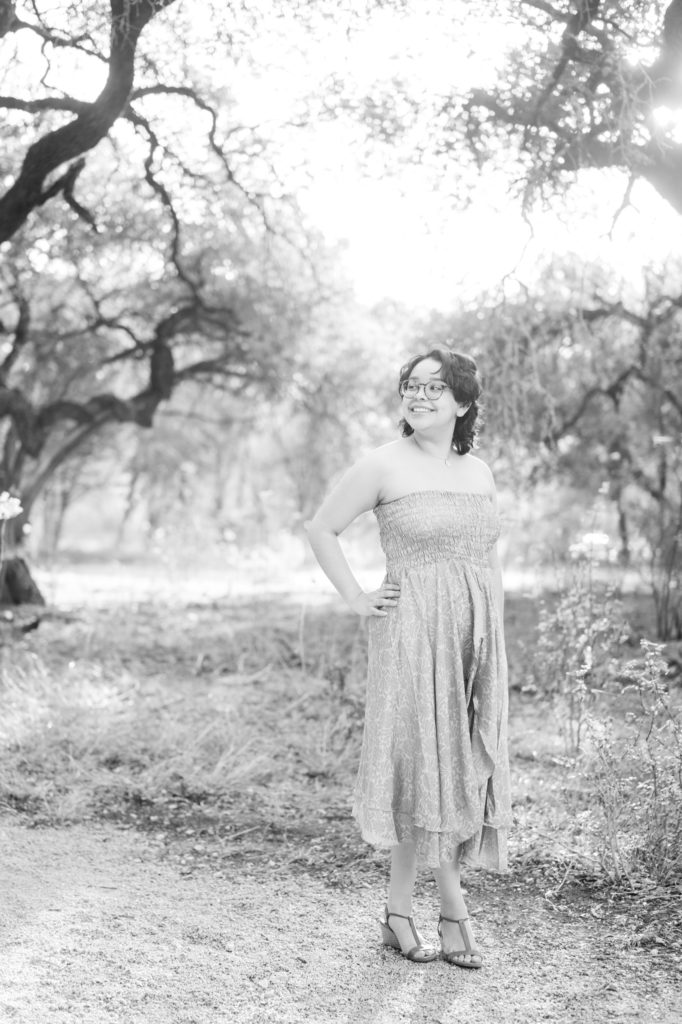 Black and white image of Wimberley High School Senior