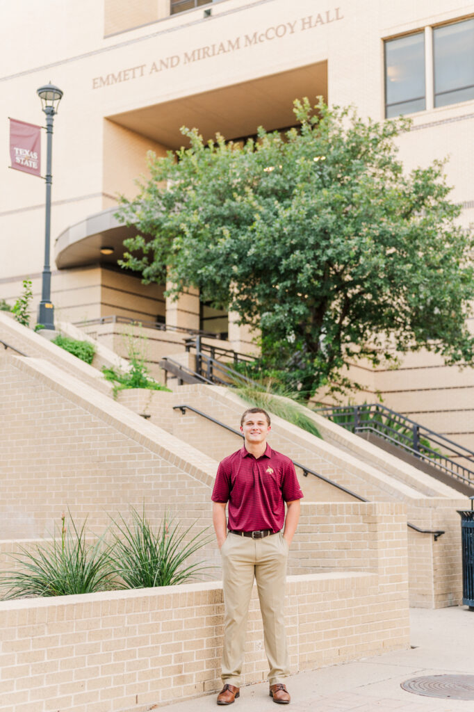 McCoy building for his Texas State University Portraits