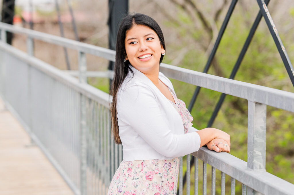 Senior on bridge during their Faust Street Bridge session