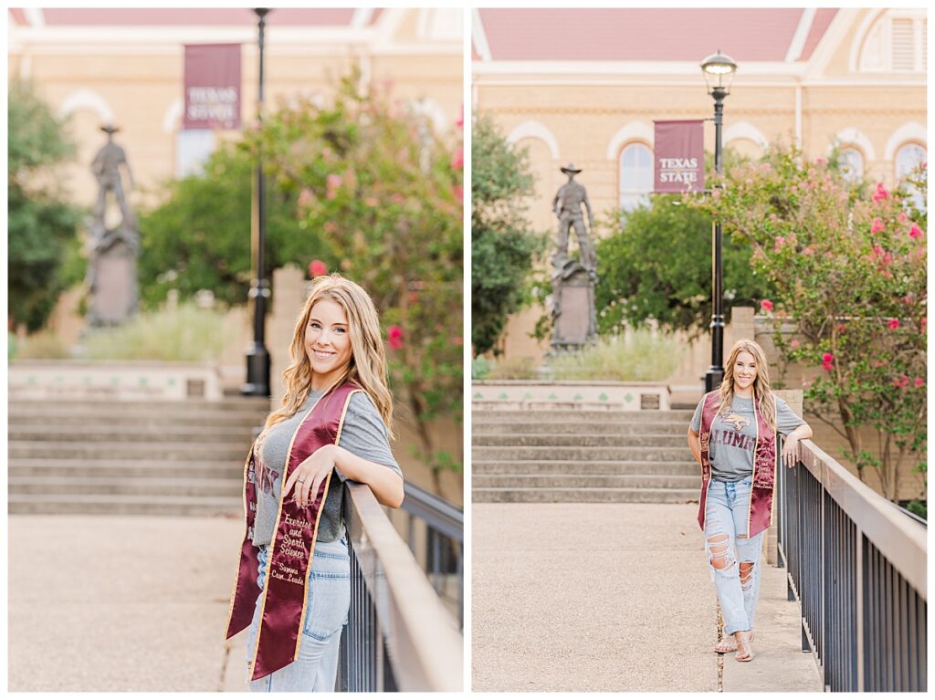 Texas State University  graduation photo at Old Main