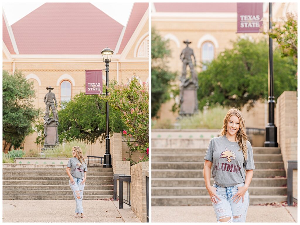 Texas State University  graduation photo at Old Main