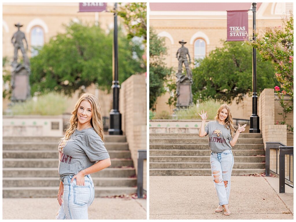 Texas State University  graduation photo at Old Main