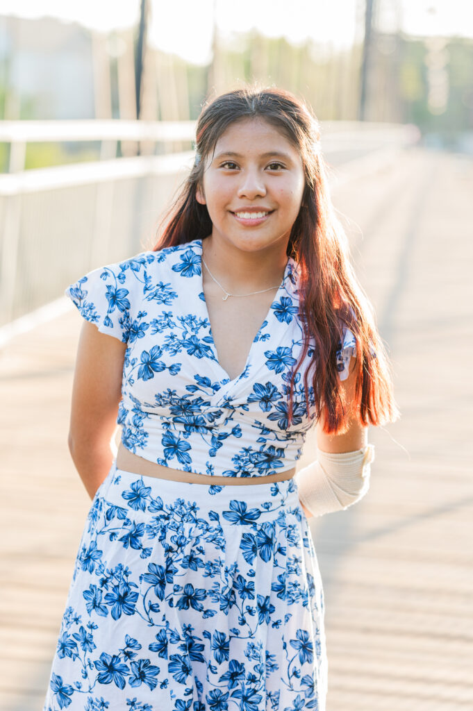 Individual portraits of child on Faust Street Bridge