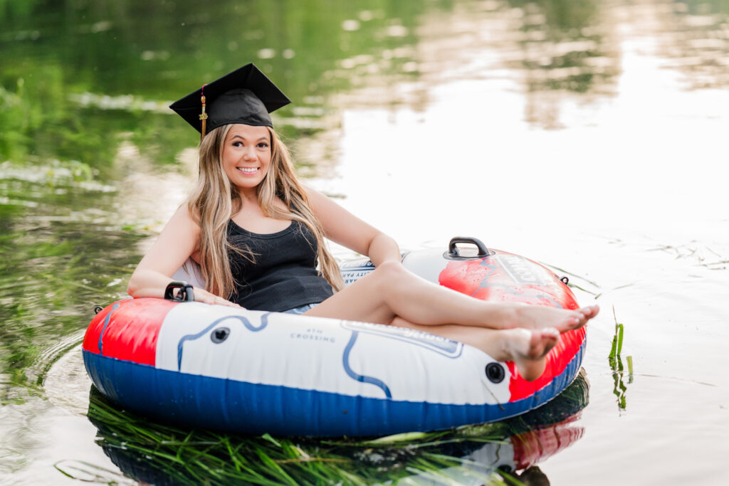 Texas state grad photo at sewell park 